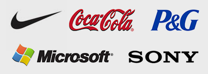 Nike, Coke, Microsoft, Sony, Proctor & Gamble Logos